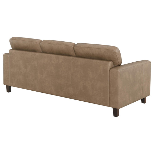 English Elm Remington Deep Seat Leatherette Sofa with Track Arms for Contemporary Living Rooms Brown B062P520998