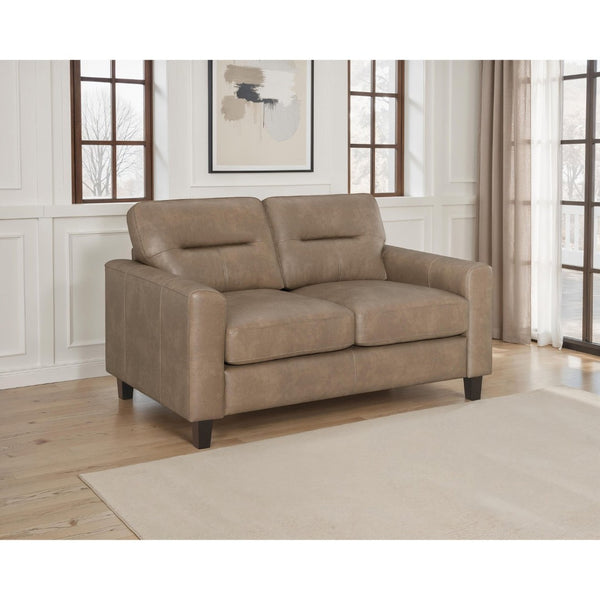 English Elm Remington Leatherette Loveseat with Track Arms for Modern Minimalist Living Spaces Brown B062P520999