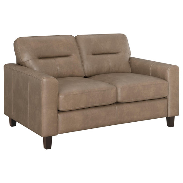 English Elm Remington Leatherette Loveseat with Track Arms for Modern Minimalist Living Spaces Brown B062P520999