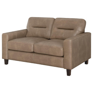 English Elm Remington Leatherette Loveseat with Track Arms for Modern Minimalist Living Spaces Brown B062P520999