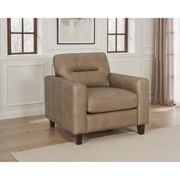 English Elm Remington Track Arm Leatherette Accent Chair Tufted Architectural Seat for Modern Living Brown B062P521000