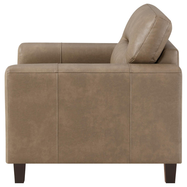 English Elm Remington Track Arm Leatherette Accent Chair Tufted Architectural Seat for Modern Living Brown B062P521000