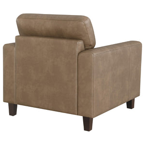 English Elm Remington Track Arm Leatherette Accent Chair Tufted Architectural Seat for Modern Living Brown B062P521000
