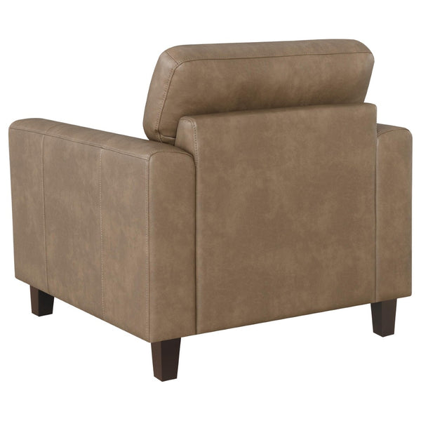 English Elm Remington Track Arm Leatherette Accent Chair Tufted Architectural Seat for Modern Living Brown B062P521000