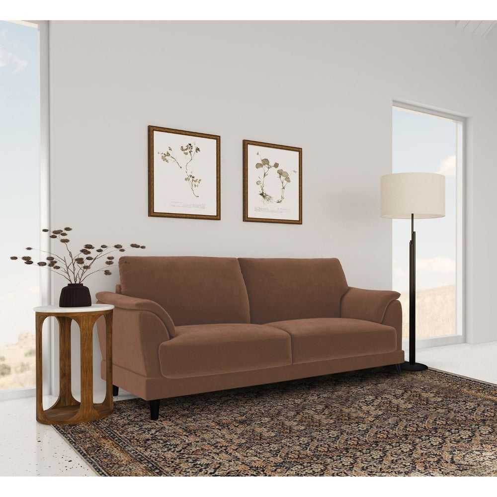 English Elm Dania Woven Fabric Sofa with Tufted Arms and Tapered Wood Legs for Living Rooms B062P521006