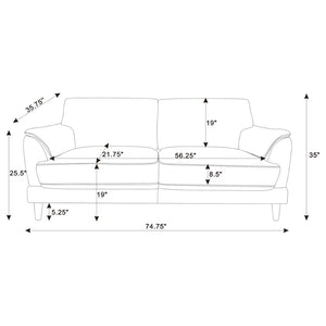 English Elm Dania Woven Fabric Sofa with Tufted Arms and Tapered Wood Legs for Living Rooms B062P521006