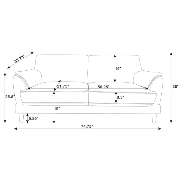 English Elm Dania Woven Fabric Sofa with Tufted Arms and Tapered Wood Legs for Living Rooms B062P521006