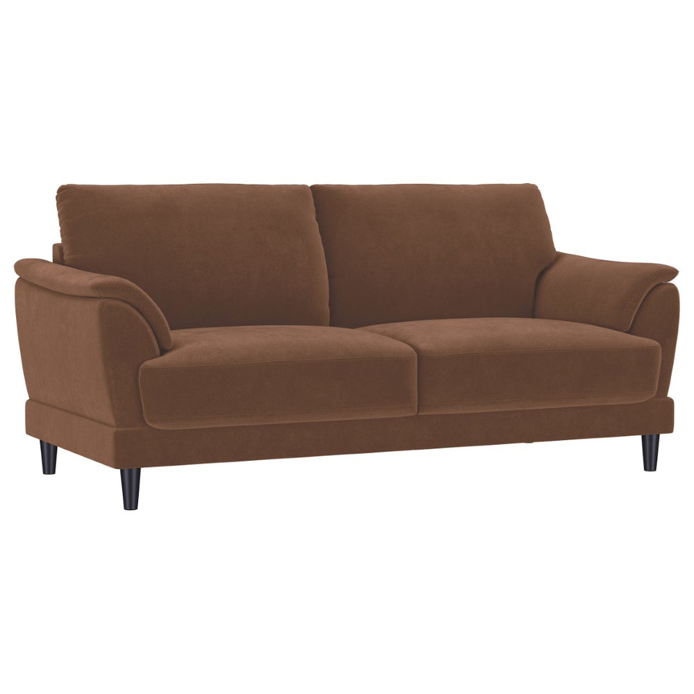English Elm Dania Woven Fabric Sofa with Tufted Arms and Tapered Wood Legs for Living Rooms B062P521006