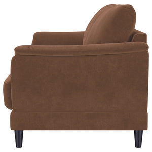 English Elm Dania Woven Fabric Sofa with Tufted Arms and Tapered Wood Legs for Living Rooms B062P521006