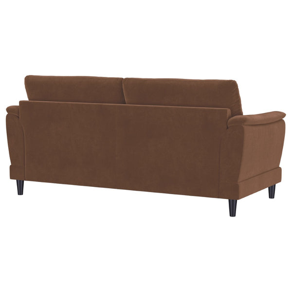 English Elm Dania Woven Fabric Sofa with Tufted Arms and Tapered Wood Legs for Living Rooms B062P521006