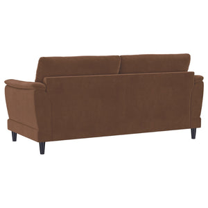English Elm Dania Woven Fabric Sofa with Tufted Arms and Tapered Wood Legs for Living Rooms B062P521006