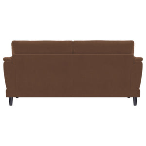 English Elm Dania Woven Fabric Sofa with Tufted Arms and Tapered Wood Legs for Living Rooms B062P521006