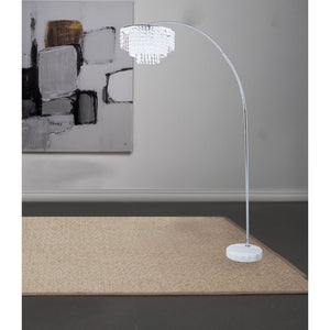 English Elm Bainbridge Arc Floor Lamp with Crystal Bead Shade and Solid Marble Base for Living Rooms B062P521013