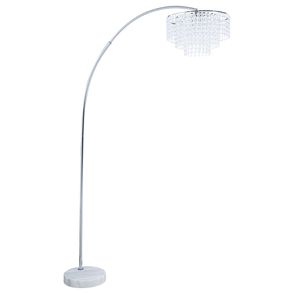 English Elm Bainbridge Arc Floor Lamp with Crystal Bead Shade and Solid Marble Base for Living Rooms B062P521013