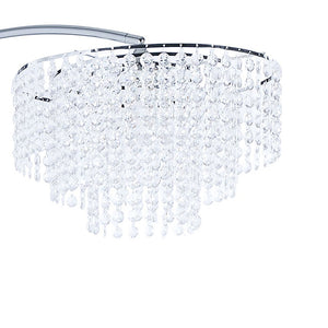 English Elm Bainbridge Arc Floor Lamp with Crystal Bead Shade and Solid Marble Base for Living Rooms B062P521013