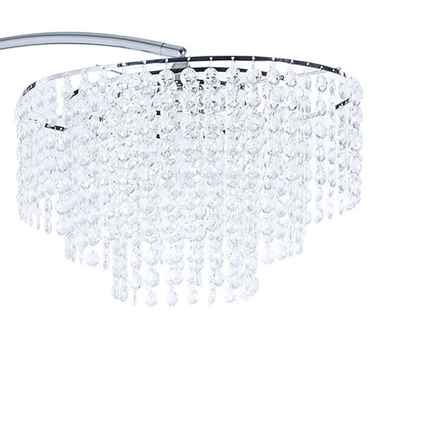 English Elm Bainbridge Arc Floor Lamp with Crystal Bead Shade and Solid Marble Base for Living Rooms B062P521013