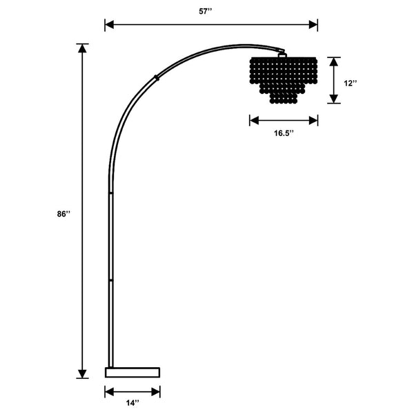 English Elm Bainbridge Arc Floor Lamp with Crystal Bead Shade and Solid Marble Base for Living Rooms B062P521013