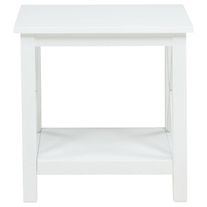 English Elm Slater Glossy White Pine End Table with X Frame Open Shelf for Farmhouse Living Rooms B062P521015