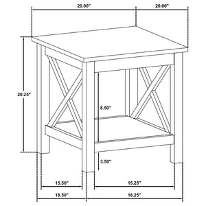 English Elm Slater Glossy White Pine End Table with X Frame Open Shelf for Farmhouse Living Rooms B062P521015