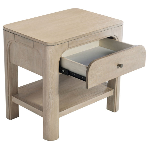 English Elm Flores Mango Wood Nightstand with USB Charging Open Shelf and Felt Lined Drawer B062P521025
