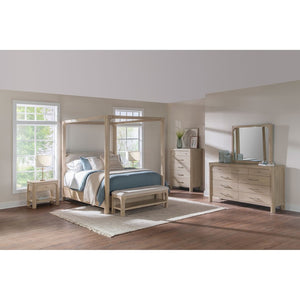 English Elm Flores Mango Wood Nightstand with USB Charging Open Shelf and Felt Lined Drawer B062P521025