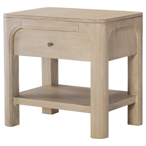 English Elm Flores Mango Wood Nightstand with USB Charging Open Shelf and Felt Lined Drawer B062P521025