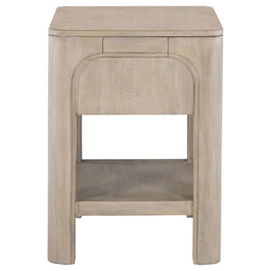 English Elm Flores Mango Wood Nightstand with USB Charging Open Shelf and Felt Lined Drawer B062P521025