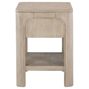 English Elm Flores Mango Wood Nightstand with USB Charging Open Shelf and Felt Lined Drawer B062P521025