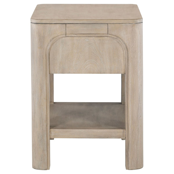 English Elm Flores Mango Wood Nightstand with USB Charging Open Shelf and Felt Lined Drawer B062P521025