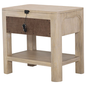 English Elm Flores Mango Wood Nightstand with USB Charging Open Shelf and Felt Lined Drawer B062P521025