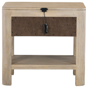 English Elm Flores Mango Wood Nightstand with USB Charging Open Shelf and Felt Lined Drawer B062P521025