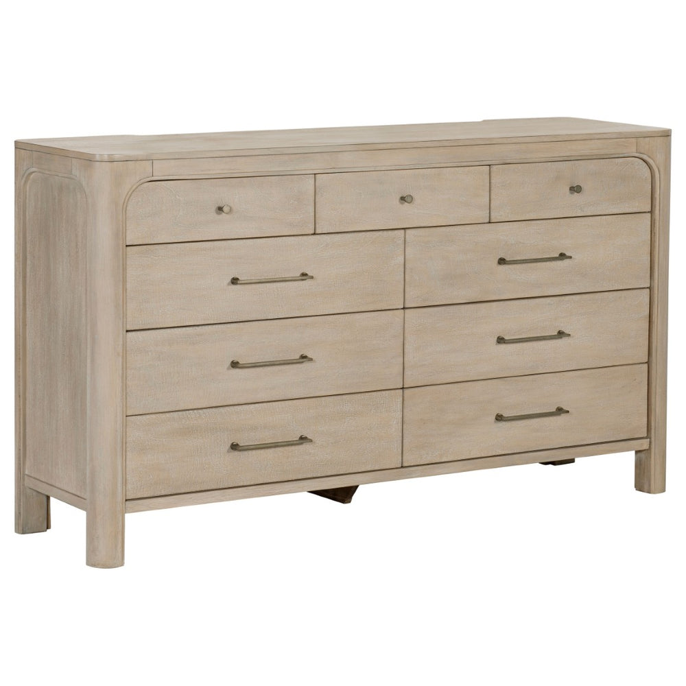 English Elm Flores Nine Drawer Mango Wood Dresser with Felt Lined Compartments for Bedroom B062P521026