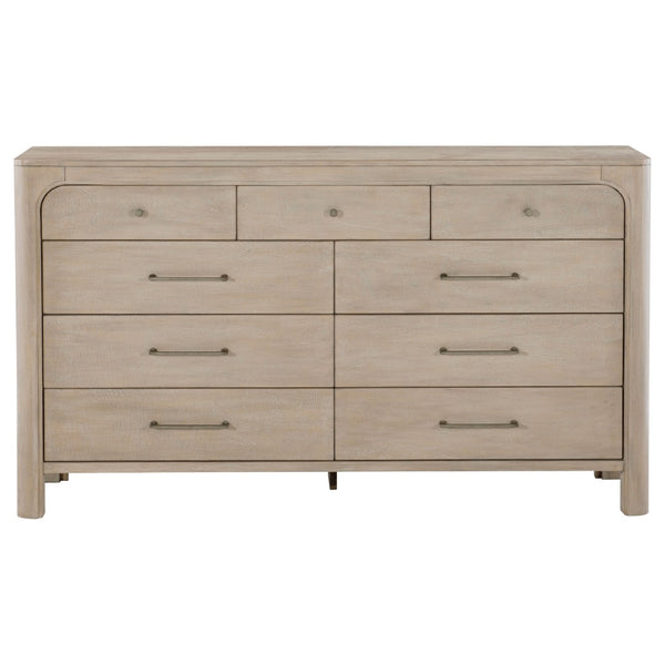 English Elm Flores Nine Drawer Mango Wood Dresser with Felt Lined Compartments for Bedroom B062P521026