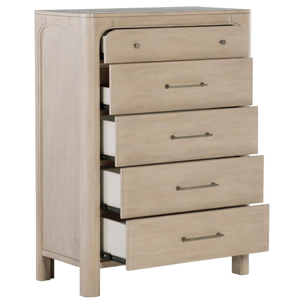 English Elm Flores Five Drawer Mango Wood Chest with Arched Fronts for Modern Farmhouse Bedrooms B062P521029