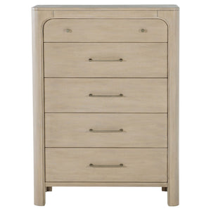 English Elm Flores Five Drawer Mango Wood Chest with Arched Fronts for Modern Farmhouse Bedrooms B062P521029