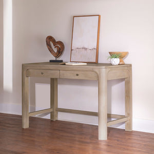 English Elm Flores Mango Wood Farmhouse Makeup Vanity with Felt Lined Drawers and Arched Frame B062P521030