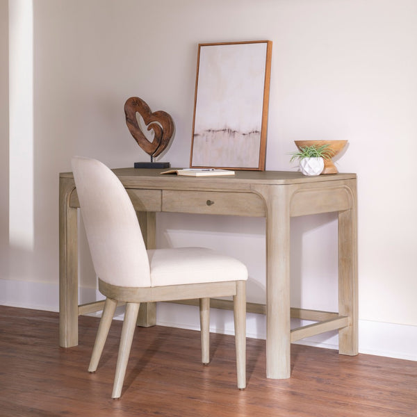 English Elm Flores Mango Wood Farmhouse Makeup Vanity with Felt Lined Drawers and Arched Frame B062P521030
