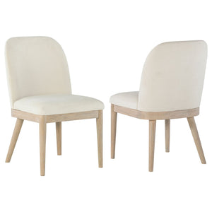 English Elm Flores Beige Upholstered Dining Chairs with Mango Wood Legs Set of 2 Farmhouse B062P521044