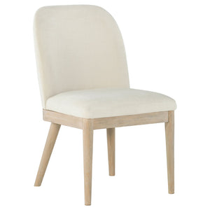 English Elm Flores Beige Upholstered Dining Chairs with Mango Wood Legs Set of 2 Farmhouse B062P521044
