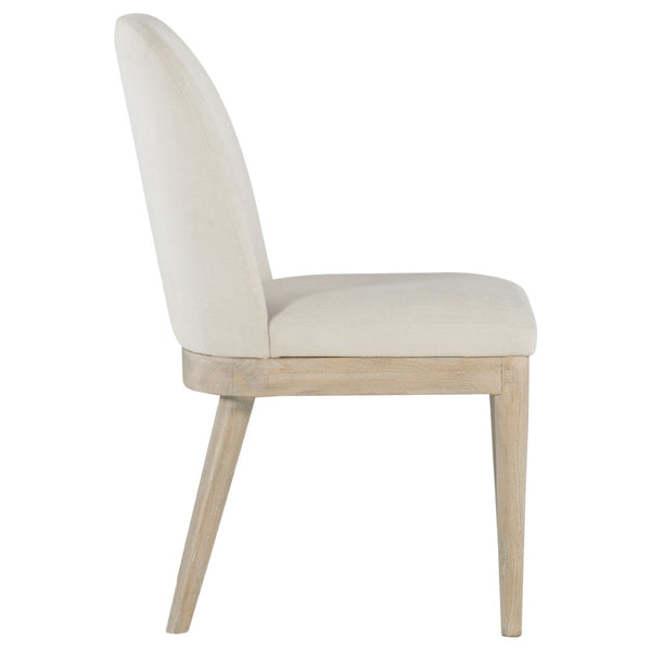 English Elm Flores Beige Upholstered Dining Chairs with Mango Wood Legs Set of 2 Farmhouse B062P521044