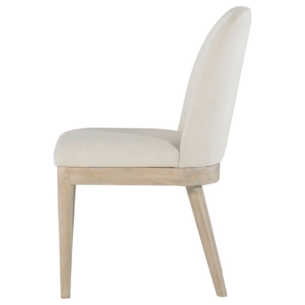 English Elm Flores Beige Upholstered Dining Chairs with Mango Wood Legs Set of 2 Farmhouse B062P521044