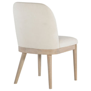 English Elm Flores Beige Upholstered Dining Chairs with Mango Wood Legs Set of 2 Farmhouse B062P521044