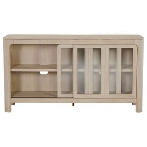 English Elm Flores Mango Veneer Sideboard with Arched Glass Doors for Transitional Dining Rooms B062P521045
