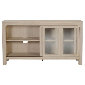 English Elm Flores Mango Veneer Sideboard with Arched Glass Doors for Transitional Dining Rooms B062P521045