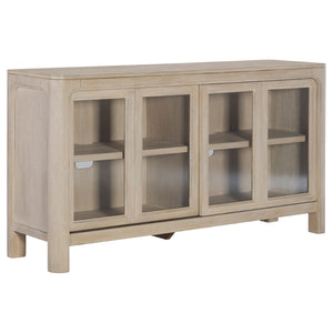 English Elm Flores Mango Veneer Sideboard with Arched Glass Doors for Transitional Dining Rooms B062P521045
