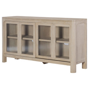 English Elm Flores Mango Veneer Sideboard with Arched Glass Doors for Transitional Dining Rooms B062P521045
