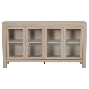 English Elm Flores Mango Veneer Sideboard with Arched Glass Doors for Transitional Dining Rooms B062P521045