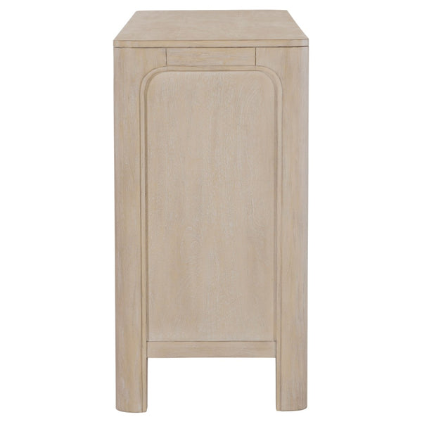 English Elm Flores Mango Veneer Sideboard with Arched Glass Doors for Transitional Dining Rooms B062P521045