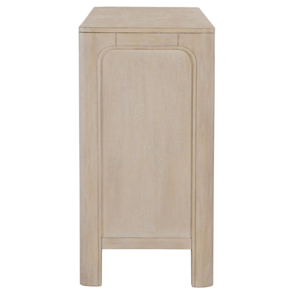 English Elm Flores Mango Veneer Sideboard with Arched Glass Doors for Transitional Dining Rooms B062P521045