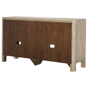 English Elm Flores Mango Veneer Sideboard with Arched Glass Doors for Transitional Dining Rooms B062P521045